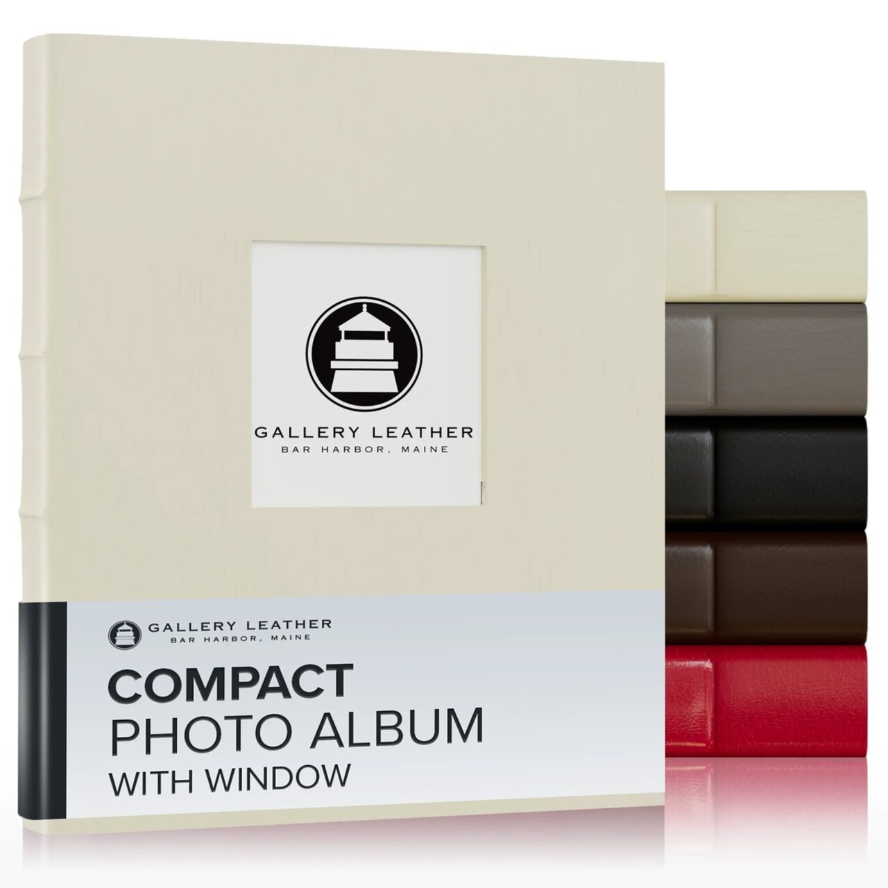 Gallery Leather Compact with Window Album 4x6-3 Ring Binder Photo Album with Window, 60 Pages for 120 Photos, Fillable, Handcrafted - 9.25 x 8 "